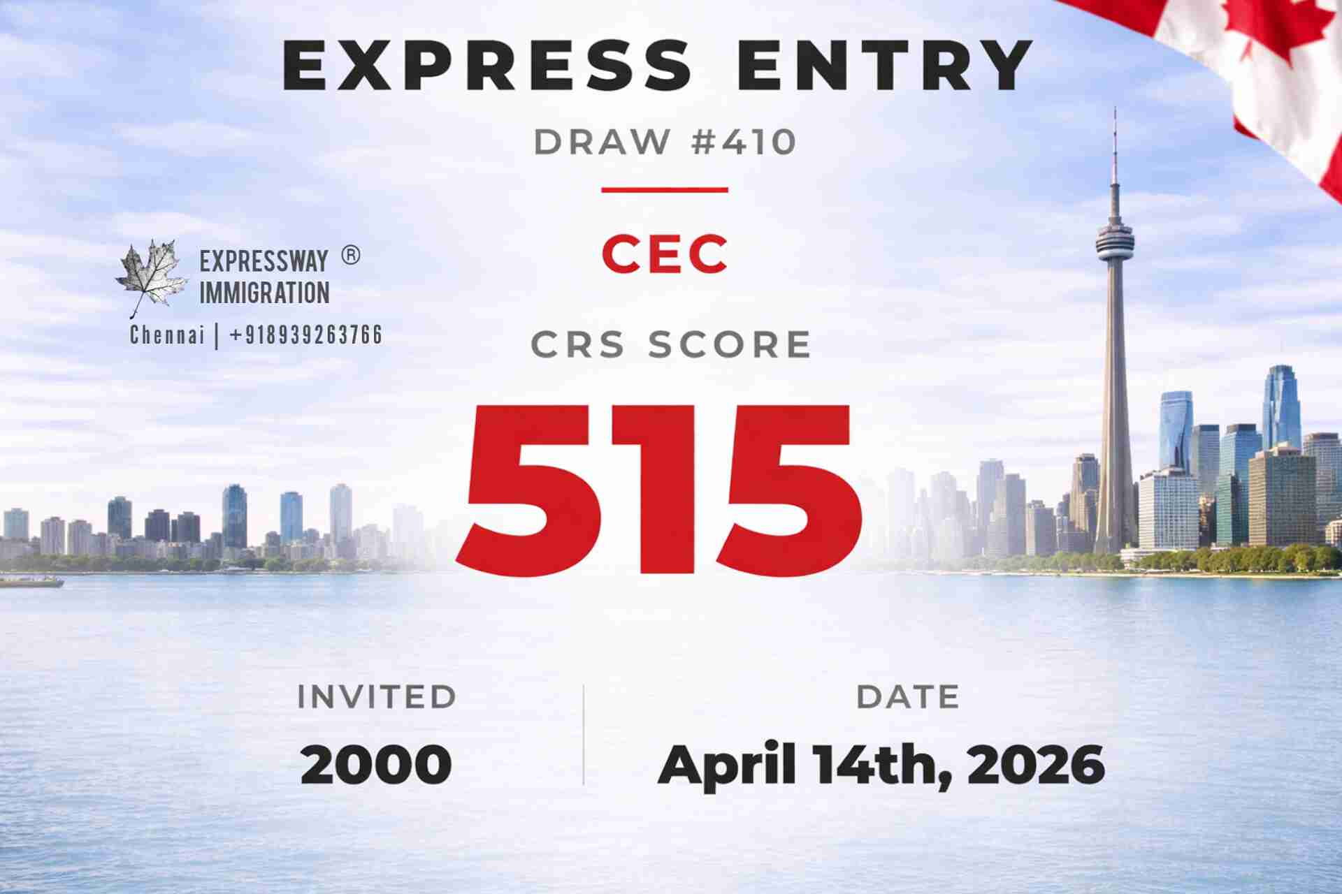 Express Entry Draw #410_Best Canada PR Visa Consultants in chennai
